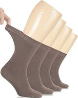 Hugh Ugoli Women's Bamboo Diabetic Crew Socks With Seamless Toe, 4 Pairs, Brown (Shoe Size: 9-12)