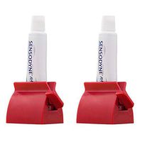 RAYNAG 2 Pack Bathroom Rolling Tube Toothpaste Squeezer Dispenser, Tubes Roller Toothpaste Holder Stand, Save Counter/Cabinet Space, Red
