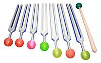 Radical Chakra Tuning Forks - Security Sexual Ego Love Trust Emotions - Meaning of Life - Balancing of Chakras with Rubber Balls Striker & Pouch