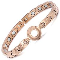 Rainso Womens Elegant Titanium Steel Health Magnetic Therapy Bracelets Pain Relief for Arthritis Adjustable (Rose Gold)