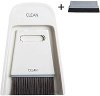 YAMY Mini Dustpan and Brush Set, Small Hand Broom and Dust Pan, Mini Broom Little Dustpan for Home Office Cleaning Table Countertop Keyboard Pets Hair and Small Messes (White)