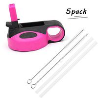 BAODANstore Straw Lid,Water Bottle Lid Fitting Most Wide Mouth Bottle with 2 Straws and 2 Straw Brush (Pink)