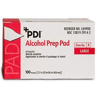 PT# C69900 PT# # C69900- Alcohol Prep Pads Sterile Large 100/Bx by, PDI Professional Disposables