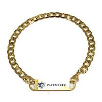 Pre-Engraved Gold Plated Curb Link"Pacemaker" Medical ID Bracelets for Women