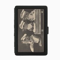 Perfection In Style Black Color Metal Cigarette Case Vintage Cat Design 017