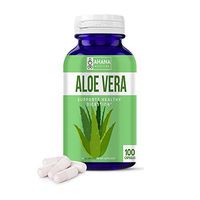 Aloe Vera Capsules by Ahana Nutrition - Pure Aloe Vera Extract Pills to Blood Sugar Support, Digestive Support & Serve As an Anti-Inflammatory (450mg - 100 Easy to Swallow Capsules)
