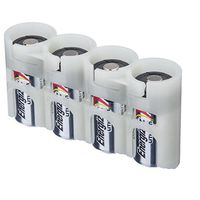 Storacell by Powerpax SlimLine CR123 Battery Caddy, Glow-in-the-Dark Moonshine, Holds 4 Batteries