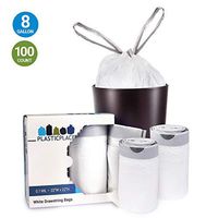 Plasticplace 8 Gallon Trash Bags │ 0.7 Mil │ White Drawstring Garbage Can Liners │ 22" x 22" (100 Case)