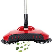 hierkryst Brush Sweeping Machine Household Cleaner Automatic Push Sweeper Broom Without Electricity (Red)