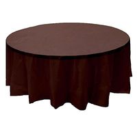24 pcs (1 case) of Plastic Heavy Duty Premium Round tablecloths 84" Diameter Table Cover - Brown