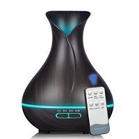 KBAYBO Essential Oil Diffuser with Remote Control Aromatherapy Diffuser 400mL Cool Mist Aroma Diffuser with Waterless Auto Shut-Off 7 Color LED Lights for Bedroom Living Room Spa Baby (Dark Wood)