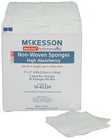 McKesson 16-42224 Medi-Pak Performance Plus Non-Woven Sponge, High Absorbency, Sterile, 4-Ply, 2" Width, 2" Length, Pack of 3000, 2" Width, 2" Length (Pack of 3000)
