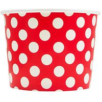 Valentine's Day Red Paper Ice Cream Cups - 12 oz Polka Dotty Dessert Bowls - Perfect For Your Yummy Foods! Many Colors & Sizes - Frozen Dessert Supplies - 100 Count