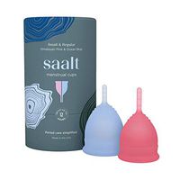 Saalt Menstrual Cup 2-Pack - Premium Design - Most Comfortable Period Cup - #1 Active Cup - Wear for 12 Hours - Soft, Flexible, Reusable Medical-Grade Silicone - Made in USA