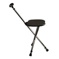 RES&DZ Cane Folding Chair Stick Stool Three-Legged Bracket Multifunctional Two in One Rest Stool with LED Lamp Adjustable Height