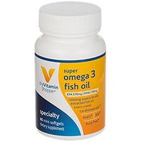 The Vitamin Shoppe Omega 3 Fish Oil 1000mg, EPA 570mg DHA 130mg, Purity Assured, Molecularly Distilled to Support Cardiovascular, Joint and Brain Health (60 Softgels)