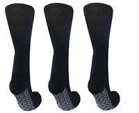 Personal Touch Crew Length Hospital Slipper Socks Size 10-13 Pack of 3 - Black