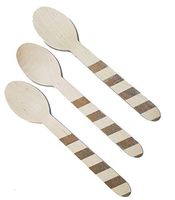 Perfect Stix Striped Spoons 158 36-Gold Printed Wooden Spoons with Gold Stripes Pattern, 6" (Pack of 36)