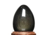Yoni Eggs for Women, Yoni Egg for Strengthening Pelvic Floor Muscles, Unwaxed, Undyed, Genuine Gemstone, Natural Obsidian Variety, Tumbled Stone, Kegels Exercise Weight, Large - XL Gold Obsidian
