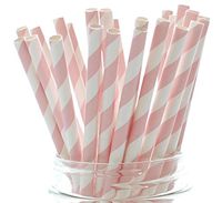 Pink Formal Paper Party Straws - 25 Pack – Girl Baby Shower Straws, Princess Straws, Pink Striped Straws