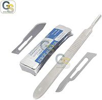 1 Stainless Steel Scalpel Knife Handle #3 with 20 STERILE Scalpel Blades #10 & #15 (GSI Brand)