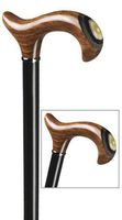 Walking Cane Men Jupiter Design Derby Handle with Horn Inlay and Black Shaft Wood Cane