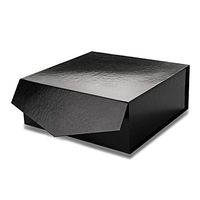 MALICPLUS Gift Box 1０x1０x4 Inches, Square Large Gift Box with lid, Groomsman Proposal Box, Sturdy Box Storage Box Collapsible Magnetic Closure Gift Box (Glossy Black with Embossing)