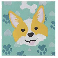 Cocktail Napkins - 150-Pack Luncheon Napkins, Disposable Paper Napkins Kids Birthday Dog Themed Party Supplies, 2-Ply, Corgi Design, Unfolded 13 x 13 Inches, Folded 6.5 x 6.5 Inches