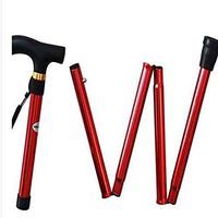 AD Folding Cane Adjustable Lightweight Aluminum Offset Walking Cane Collapsible Walking Stick with Ergonomic Handle,Red