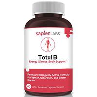 Sapien Labs Vitamin B Complex, Vitamins B12, B1, B2, Niacin, B5, B6, Biotin, 5-MTHF for Stress, Energy and Healthy Immune System - 60 Vegan Capsules
