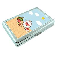 Summer Picnic Em1 Hip Silver Cigarette Case Id Holder Metal Wallet 4" X 2.75" RFID Protection