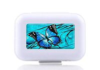 JWDCC Pill Box Case - Decorative Boxes - Pocket Medicine Tablet Holder Organizer Case Pill Box for Purse - Compact 8 Compartment (Blue Butterfly Tree Branches)
