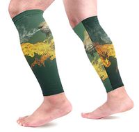 LEVEIS Kitty Fire Flaming Kitten Cat Eyes Calf Compression Sleeves 1 Pair, Leg Performance Support for Shin Splint Calf Pain Relief Men & Women Guards Sleeves for Running Cycling