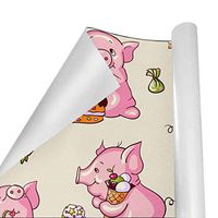 Gift Wrapping Paper Roll Cartoon Pigs for Birthday,Holiday,Wedding,Baby Shower Gift Wrap - 3Rolls - 58inch x 23inchPerRoll