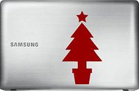 Christmas Tree 3 (Red 4") Vinyl Decal Sticker for Car Automobile Window Wall Laptop Notebook Etc.... Any Smooth Surface Such As Windows Bumpers