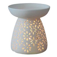 DELIWAY Ceramic Tea Light Holder/Wax Melt Warmer, Great Essential Oil Burner Aromatherapy Diffuser for Living Room, Balcony, Spa Yaga Meditation (White, 80ML)