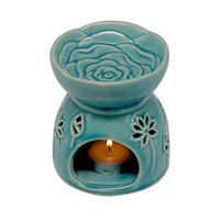 DELIWAY Ceramic Tea Light Holder/Wax Melt Warmer, Great Essential Oil Burner Aromatherapy Diffuser for Living Room, Balcony, Spa Yaga Meditation (Blue, 80ML)