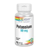 Solaray Potassium 99mg | Fluid & Electrolyte Balance Formula | Heart, Nerve & Muscle Function Support | 100ct, 100 Serv.