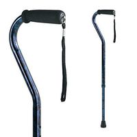 Carex Offset Designer Walking Cane - Height Adjustable Cane with Wrist Strap - Latex Free Soft Cushion Handle, Supports 250lbs, Blue