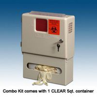 Sharps Disposal Wall Cabinet Combo with Sharps Container and Glove Box