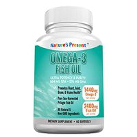 Omega 3 Fish Oil, Pure Sea-Harvested, Triple Strength 2,400mg Fish Oil, 1,440mg Omega 3 (864mg EPA+576mg DHA), Immune Support, Cardiovascular &Joint & Brain & Overall Health, Burpless, 60 Softgels