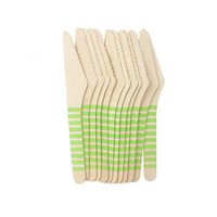Youmewell Disposable Wooden Cutlery Green Striped Wooden Knives 108 Count