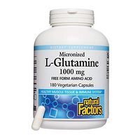 Natural Factors, Micronized L-Glutamine 1000 mg, Supports Healthy Muscle Tissue and Immune System Function, 180 capsules (180 servings)