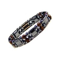 Accents Kingdom Men's Magnetic Dual Strand Tiger's Eyes Bracelet, 8.5"