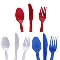 Red, White & Blue Plastic Utensils Set |48-ct Bag of Each Patriotic Color | Each Bag Includes 16 Forks, 16 Knives, 16 Spoons | 144 Items Total