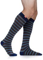 VIM & VIGR Cotton 15-20 mmHg Compression Socks for Women & Men (Cigar & Sky Stripes, Small)