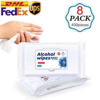 Jansin Alcohol Detergent Wipes 8 Pack,Large Wet Wipes(8"x6"),75% Soft Alcohol Wipes for All-Purpose Cleaning(400Pieces)