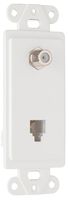 Legrand - Pass & Seymour 26TELTVWCC10, Combination f type coaxial connector and four conductor RJ11 telephone jack, White.