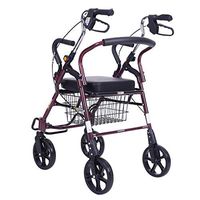 Rolling Walkers Shopping Cart Old Man Trolley Can Take A Folding Wheelchair Grocery Shopping Cart Portable Walker Gift Can Bear 120 Kg (Color : Red, Size : 774386-94cm)