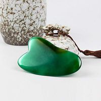 vuUUuv Hand Made Natural Agate Scrapping Gua Sha Tool for SPA Acupuncture Therapy Trigger Point Treatment Including Socks with Foot Reflection Points On Them & Massage Tool (3.34W×1.77L, Green)